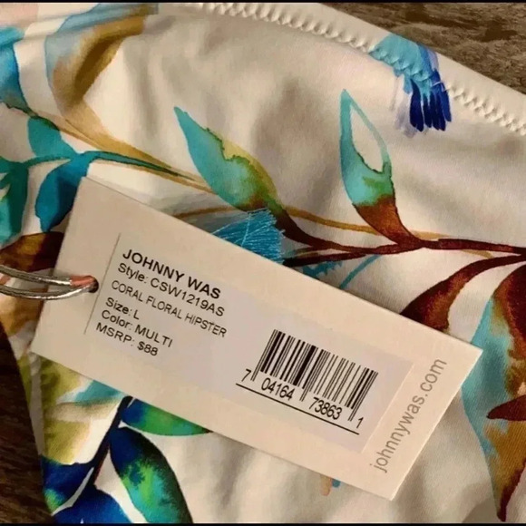 Johnny Was Coral Floral Hipster Bikini Bot… - Picture 4 of 4